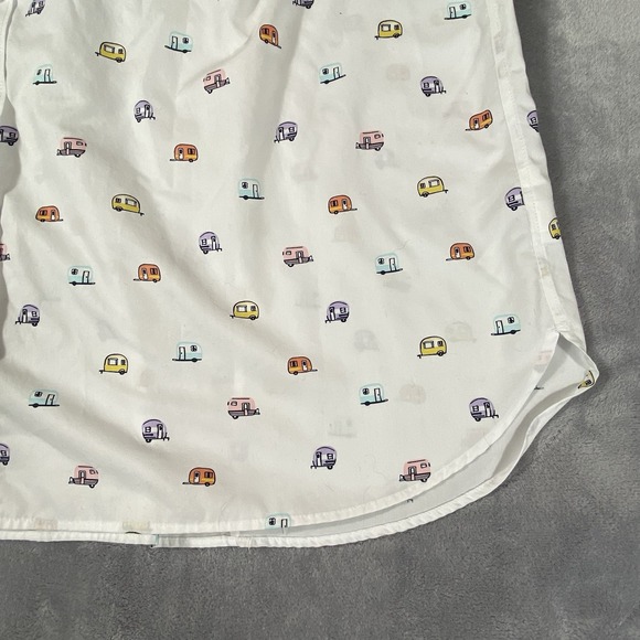 Lands End Women 22‎ Plus Top Sleeveless Collared White Happy Camper Print RV Fun - Picture 6 of 11